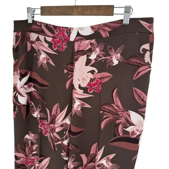 NEW NWT Chicos Sz Large/XL US 14P 2.5P Petite Wide Leg Pants Pink tROPICAL - Picture 3 of 8